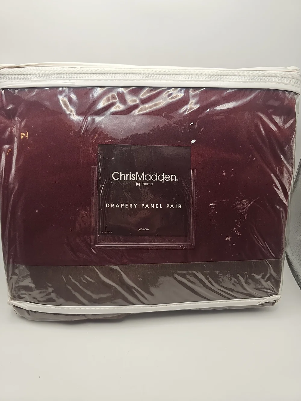 Chris Madden Burgundy Lined Drapery Curtain Panel Pair 42